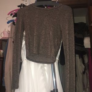 Brown and black crop sweater